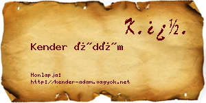 Kender Ádám névjegykártya