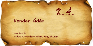 Kender Ádám névjegykártya
