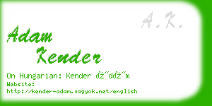 adam kender business card